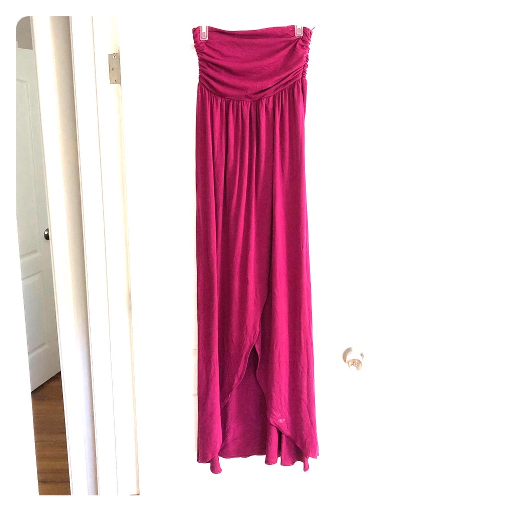 Beautiful deep magenta strapless maxi